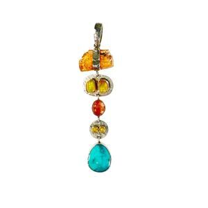 Sleeping Beauty Turquoise Welo Ethiopian Opal Sunstone Citrine Sterling Necklace